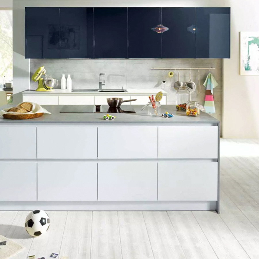 Schüller Glasline Wohnküche Glas Weiß Home Company Arbeitsplatte