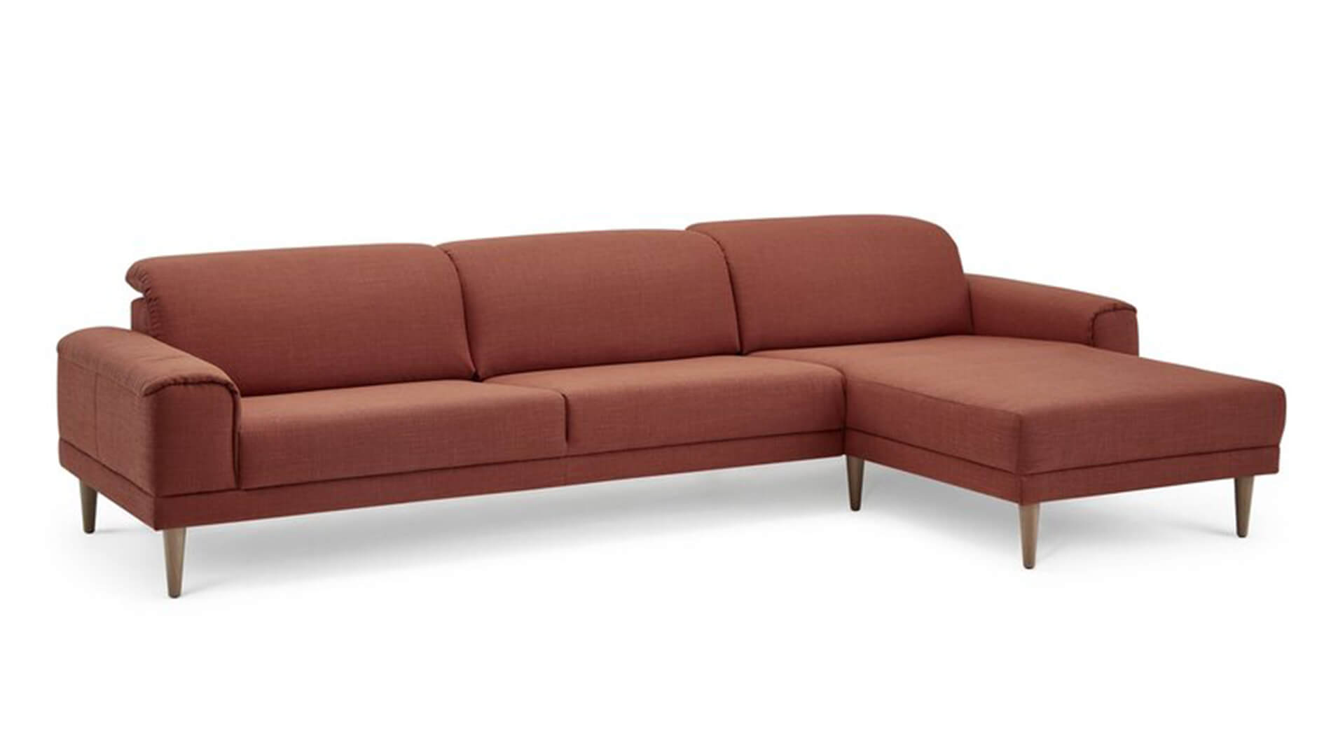 Ecksofa in Stoff Terracotta
