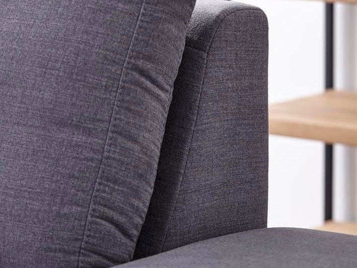 Ecksofa Rockport von Natura Home, Stoff grau, Ecke rechts, Konische Füße in Eiche massiv