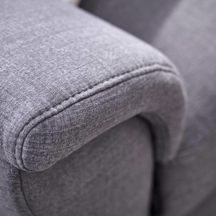 Ecksofa Rockport von Natura Home, Stoff grau, Ecke rechts, Konische Füße in Eiche massiv