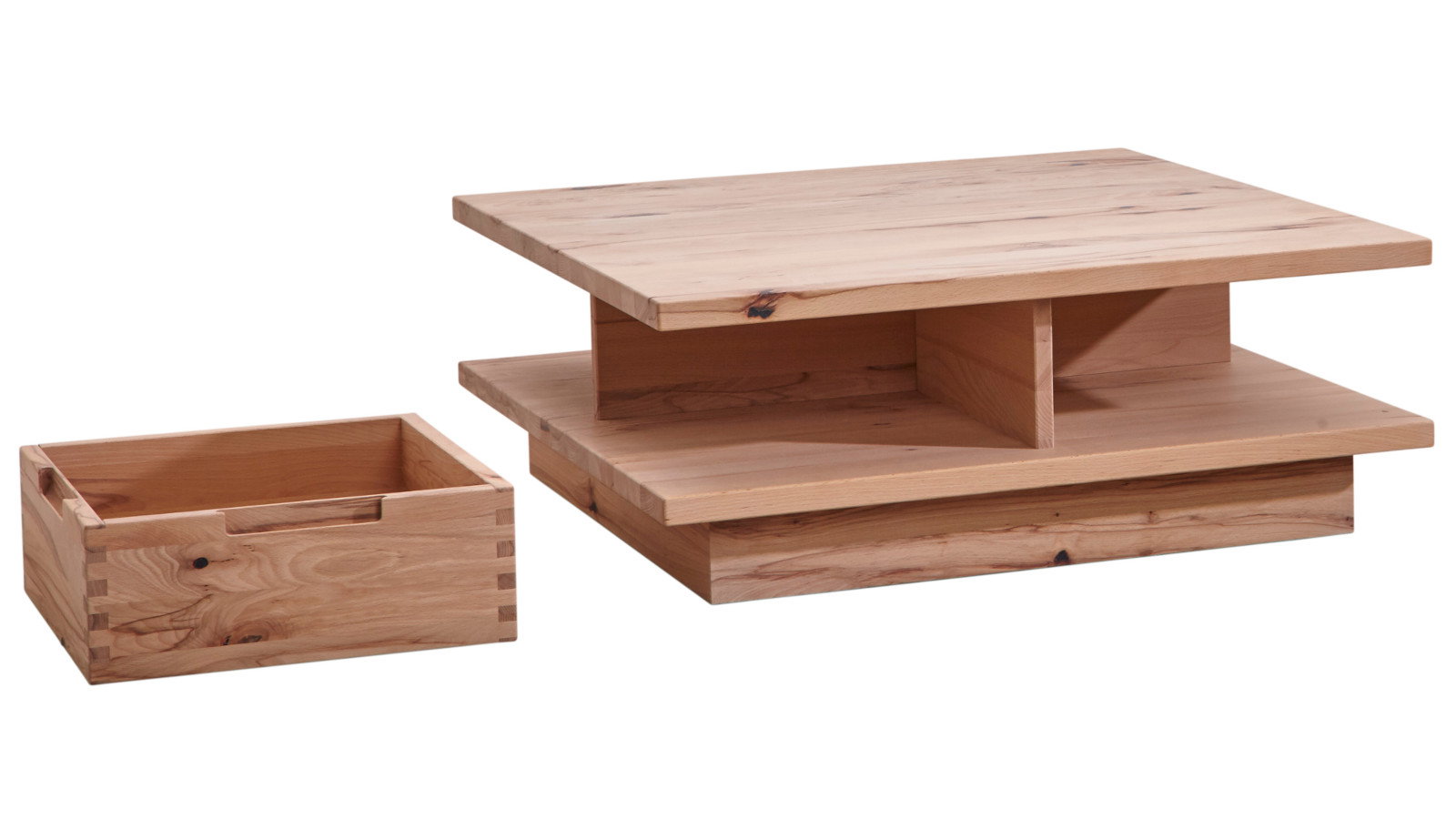 Couchtisch Cabrera MIT 2 Schubkästen- LBH ca. 85x85x32 cm, Astbuche massiv – Bild 2