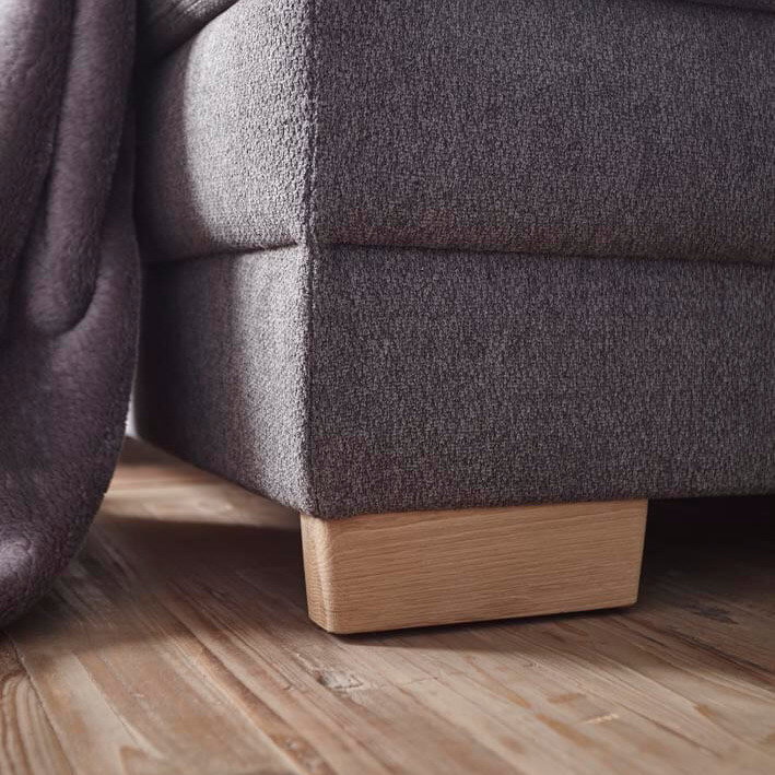 Ecksofa Lakeville Natura Home, grau, Stoff, Füße Eiche massiv
