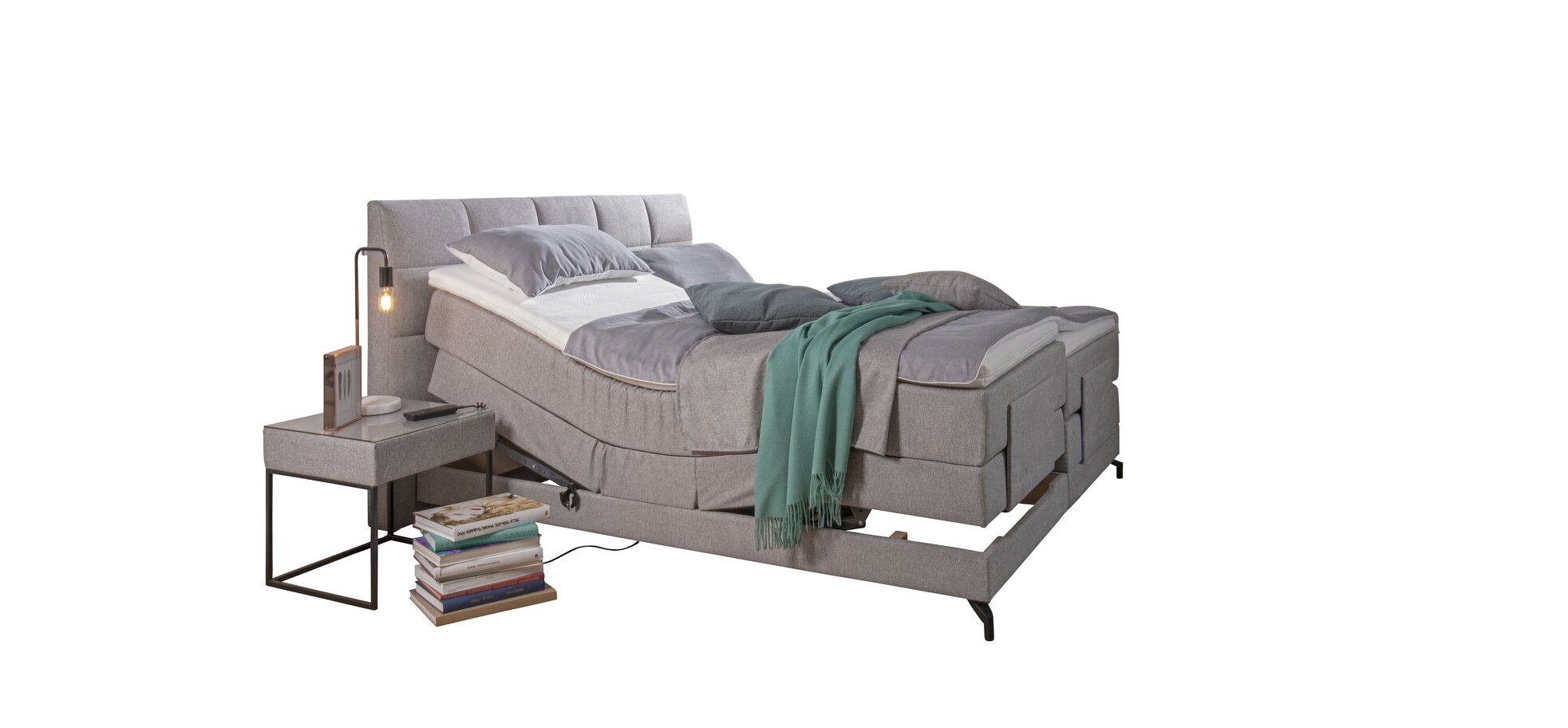 Boxspringbett in Beige mit motorischer Verstellung