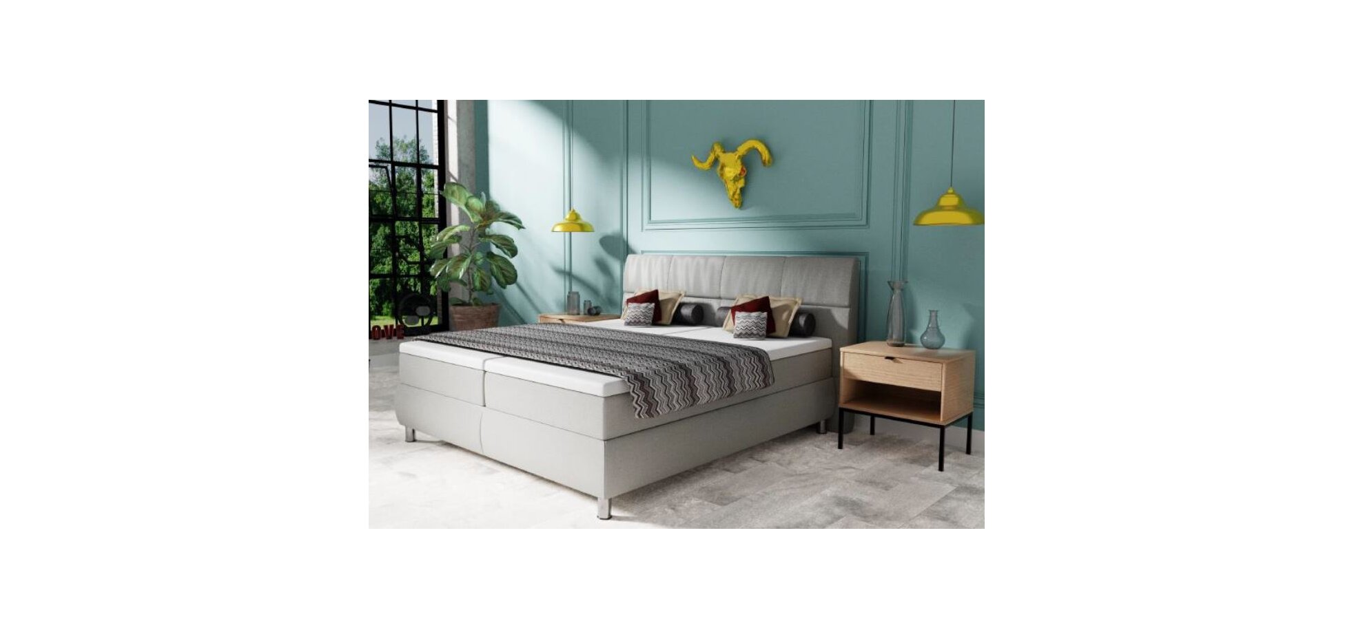 Boxspringbett ALICA grau Liegefläche ca. 180x200 cm – Bild 2