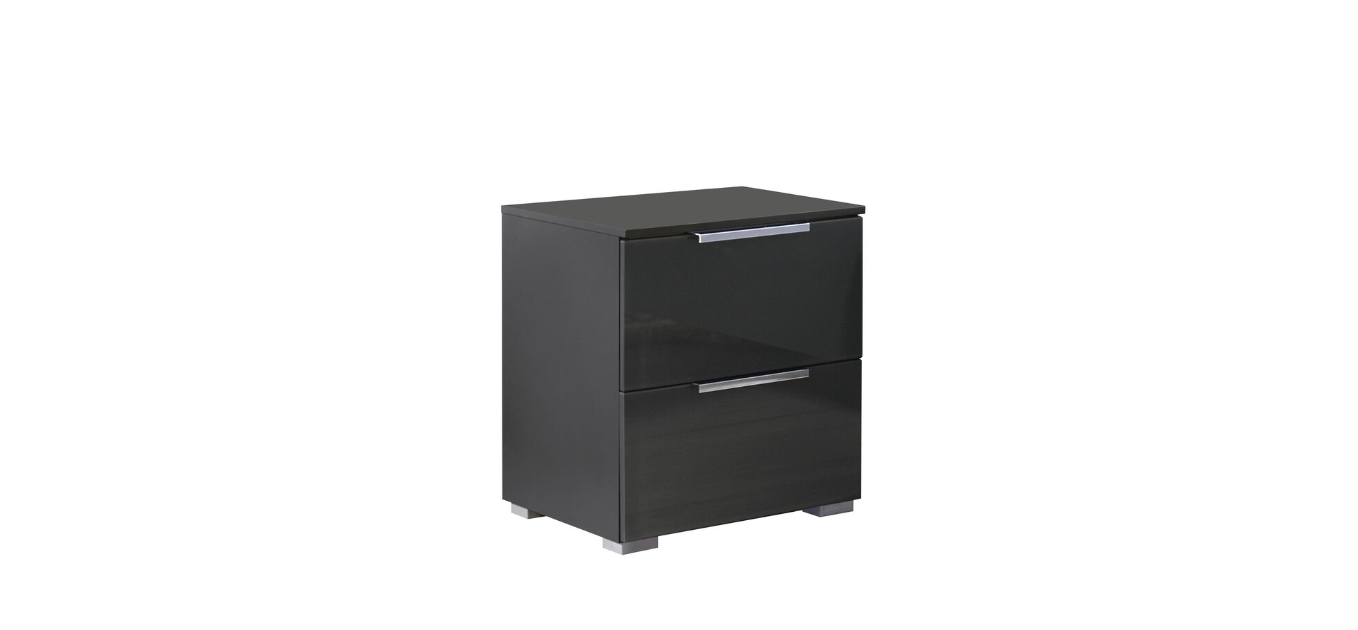 Nachtkommode mit Farbglasfront basalt