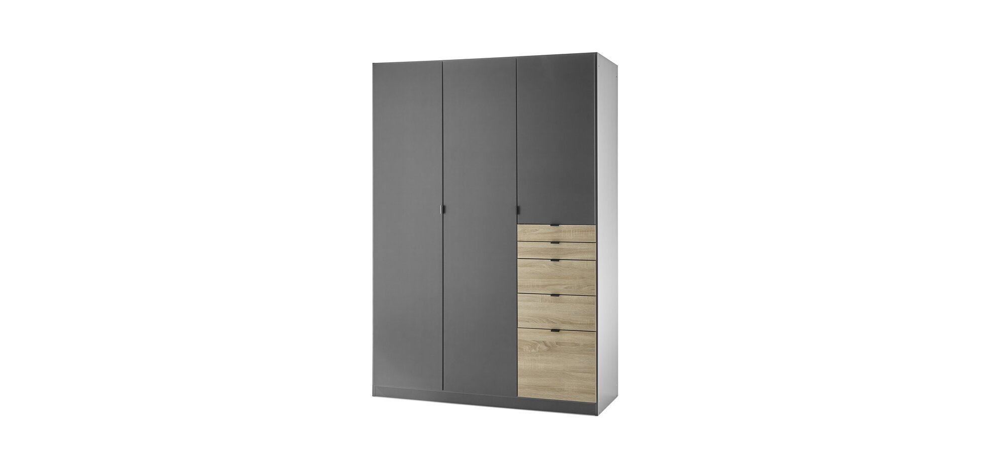 Drehtürenschrank ROVANO - Grau-Metallic/Eiche Sonoma, 3 Türen