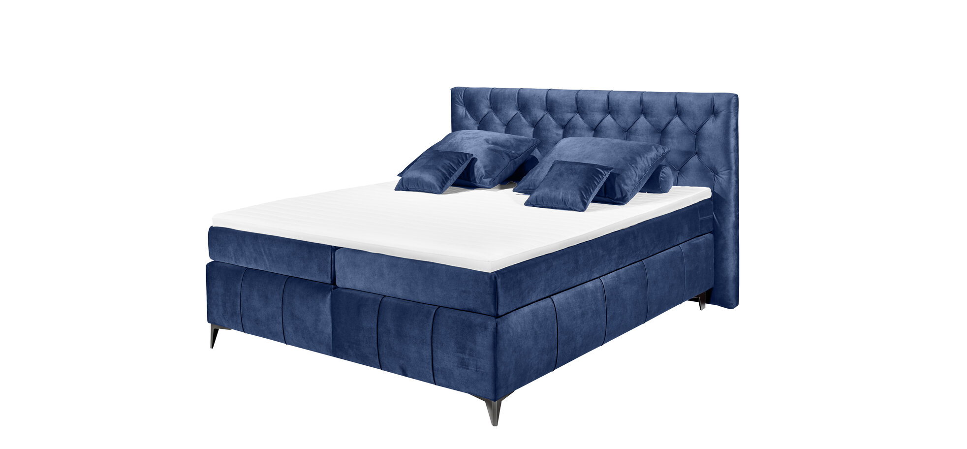 Boxspringbett- Liegefläche ca. 180x200 cm, Stoff, Dunkelblau