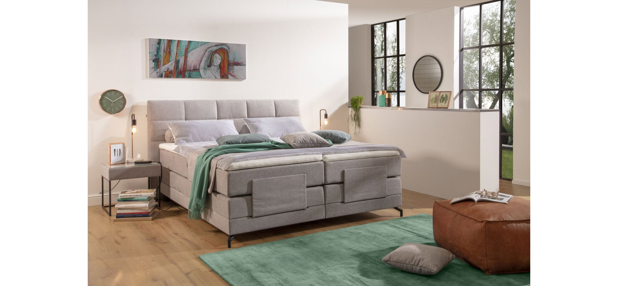 Boxspringbett in Beige mit motorischer Verstellung – Bild 3