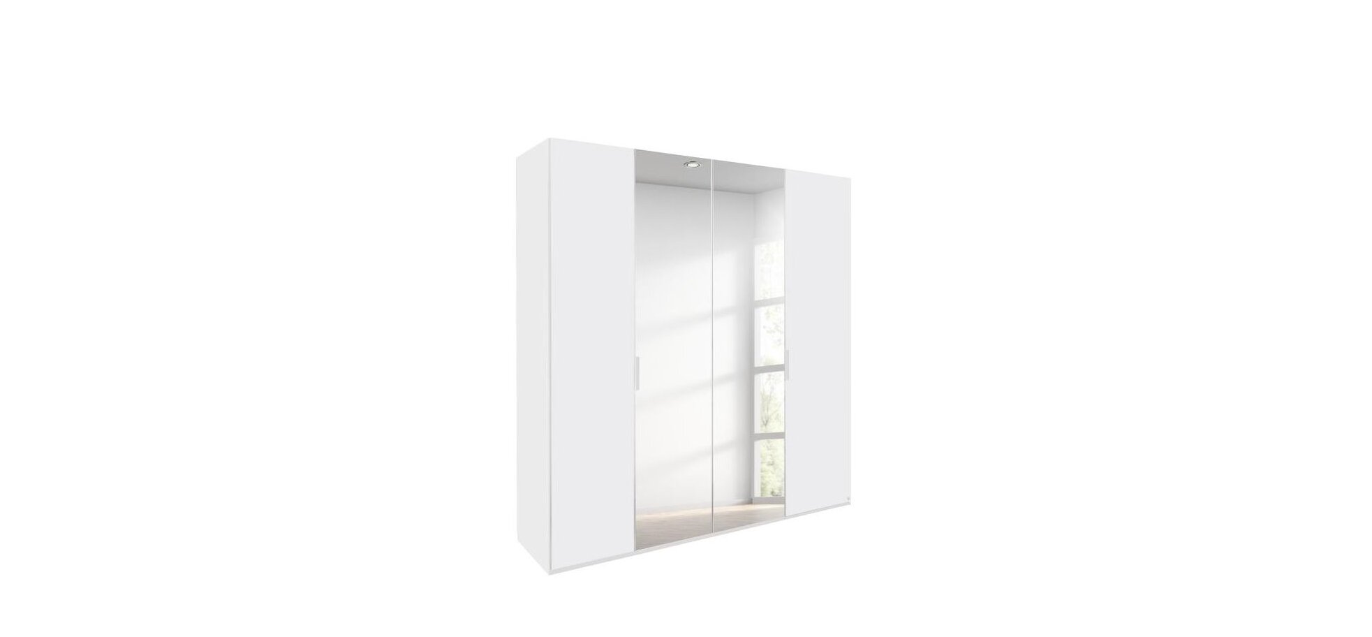 Drehtürenschrank ROVERO- B ca. 181 cm, Weiß, 2 Spiegeltüren