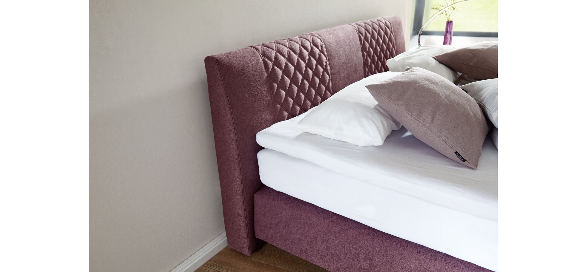 Boxspringbett EM Venezia Stoff braunrot – Bild 4