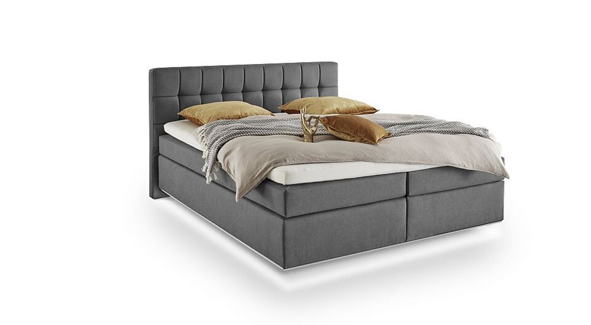 Boxspringbett HAJA- Liegefläche ca. 180x200 cm, Stoff, Dunkelgrau