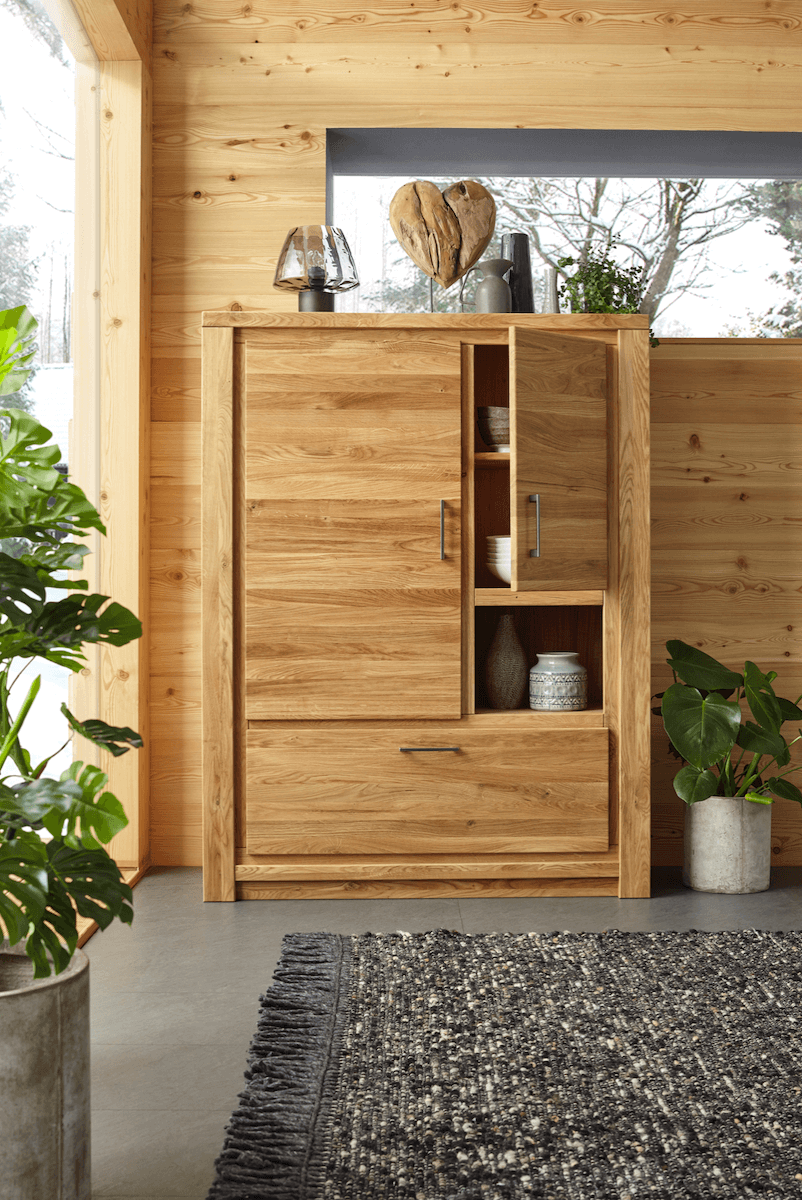Highboard Farmingdale - Eiche massiv, natur geölt von Natura Home