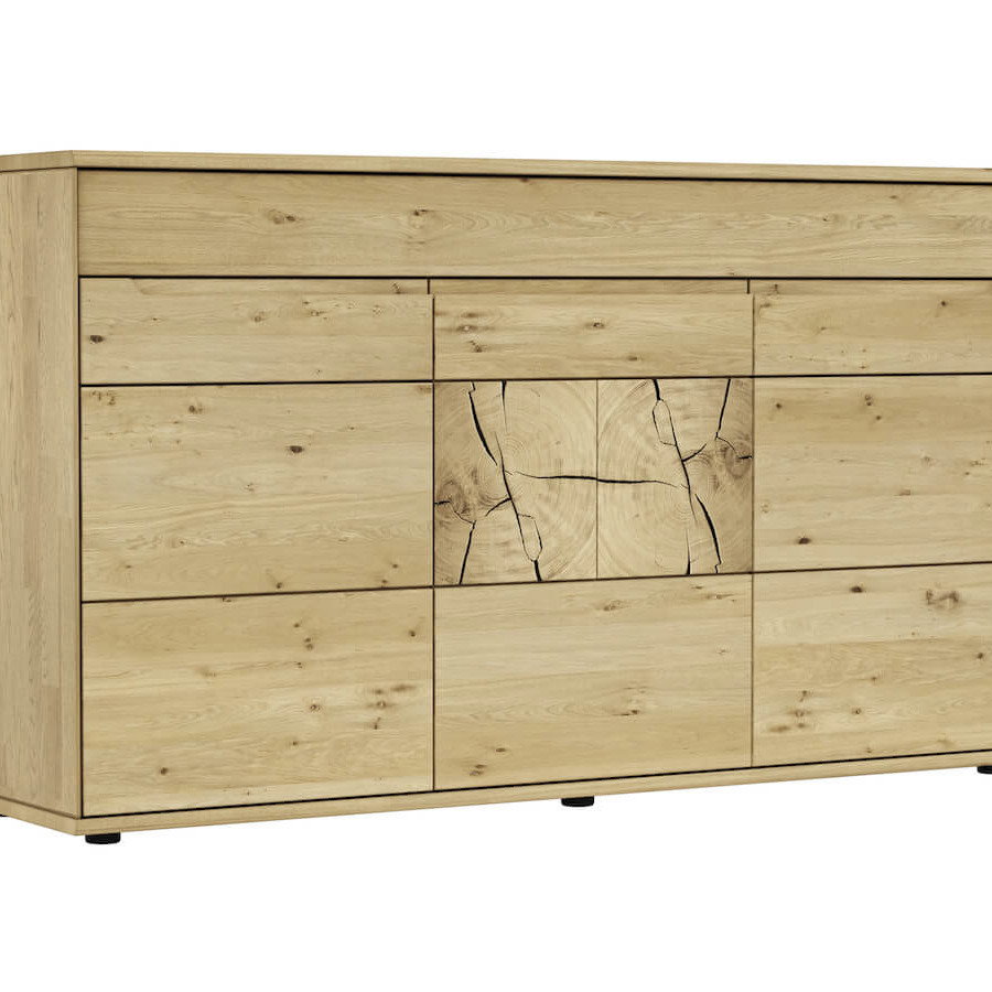 Sideboard Amora aus massiver Wildeiche, bianco geölt von Global Comfort