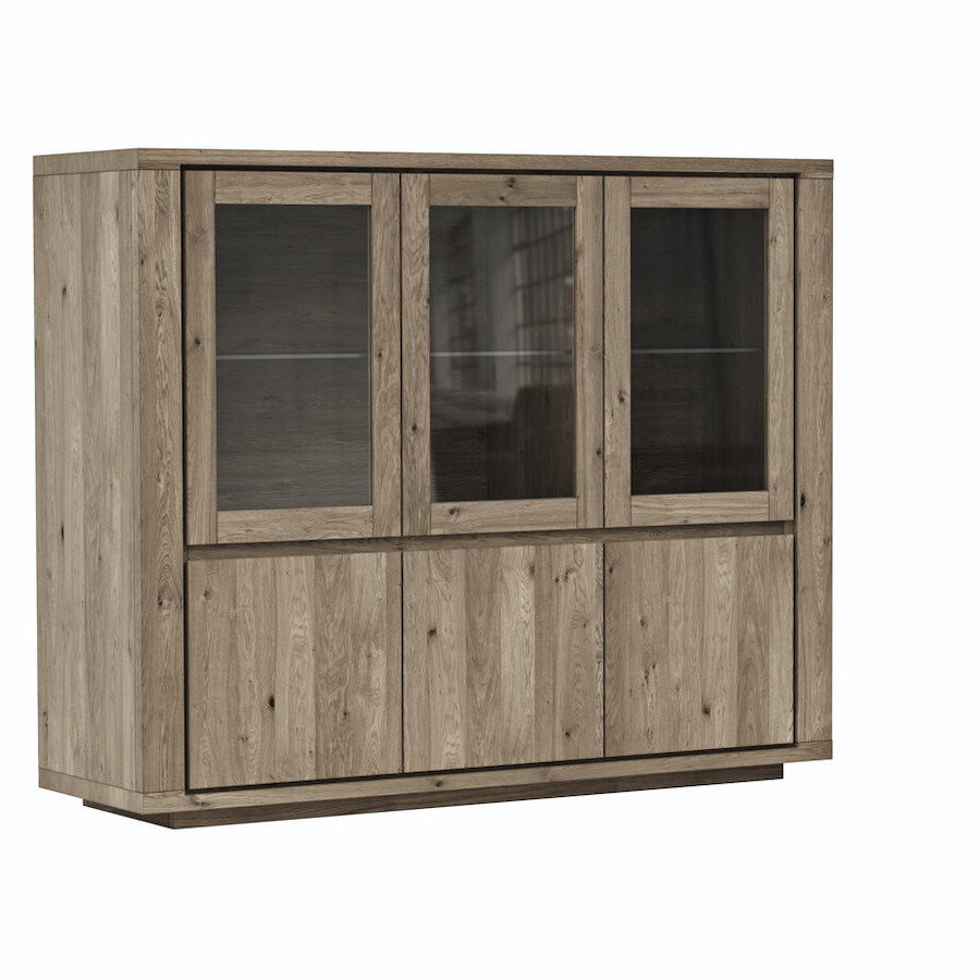 Highboard Bakersfield - sichtbare Rückwand geschroppt, Asteiche massiv, barrique von Natura Home