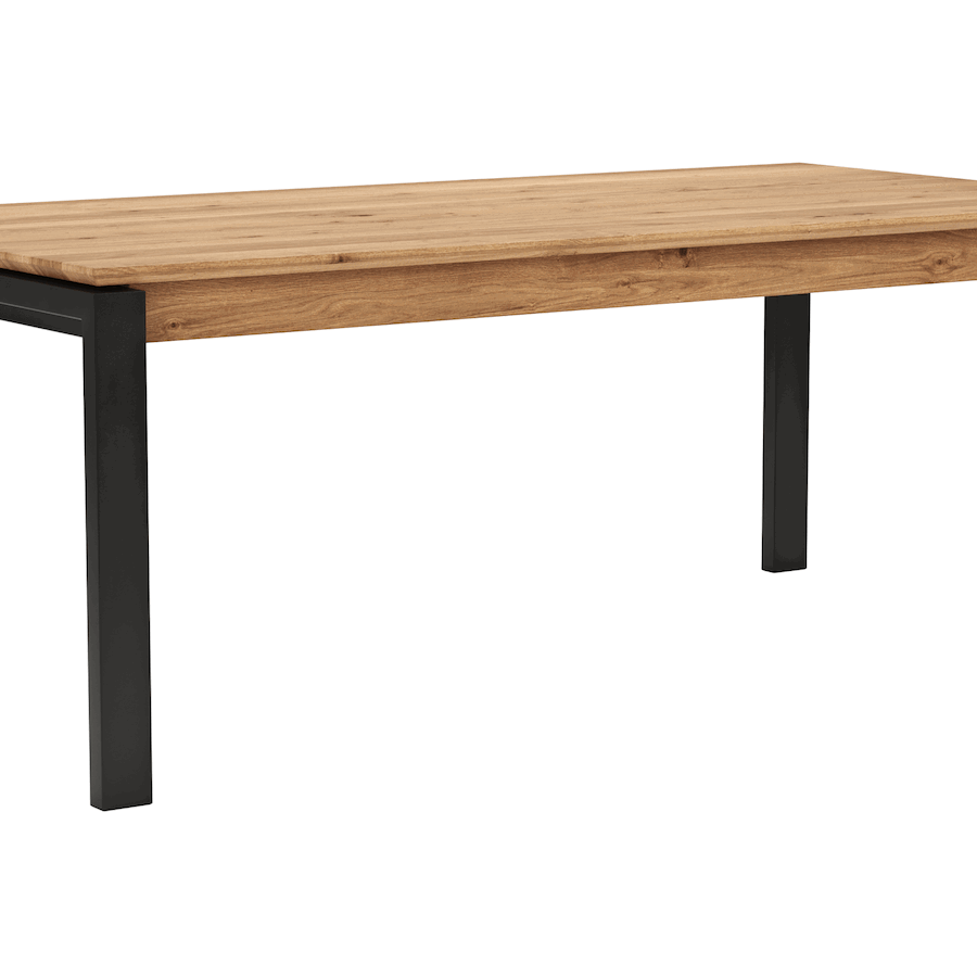 Esstisch Farmingdale - ausziehbar, mit Alubeschlag, LB ca. 200x100 cm, Eiche massiv, natur geölt von Natura Home