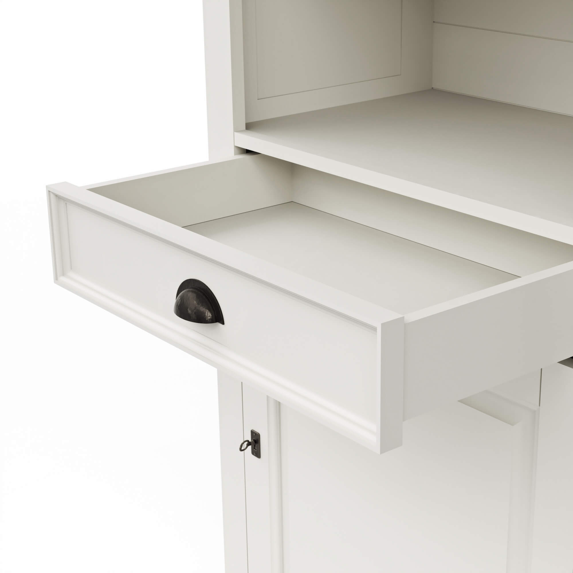 Bücherschrank Louisiana - teilmassiv, Weiß, mit Platte aus massiver Eiche, von Lebensart