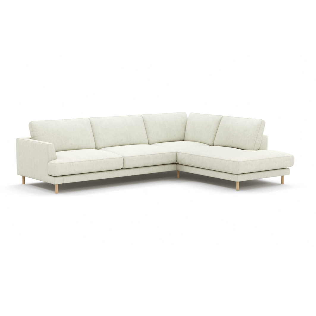 Ecksofa Yorin - 2-Sitzer, Ecke rechts oder links, Flachgewebe, Creme, Raum.Freunde