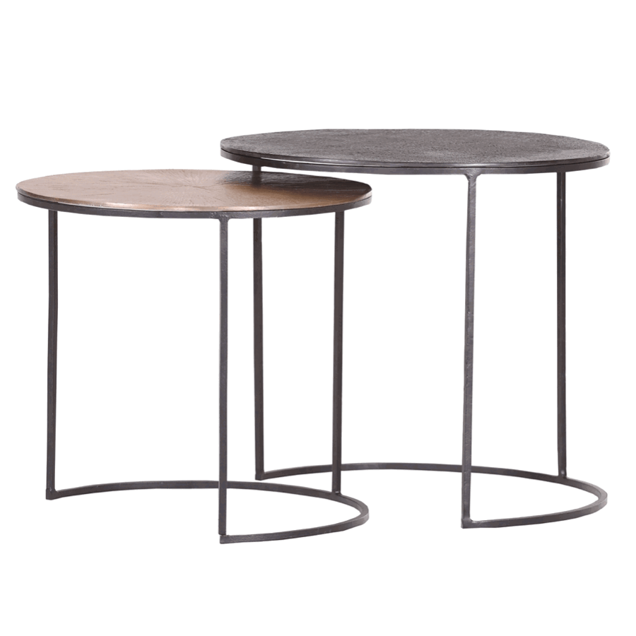 Beistelltisch-Set Henry & June - D. 55 cm, Metall, Schwarz von Comfort Republic