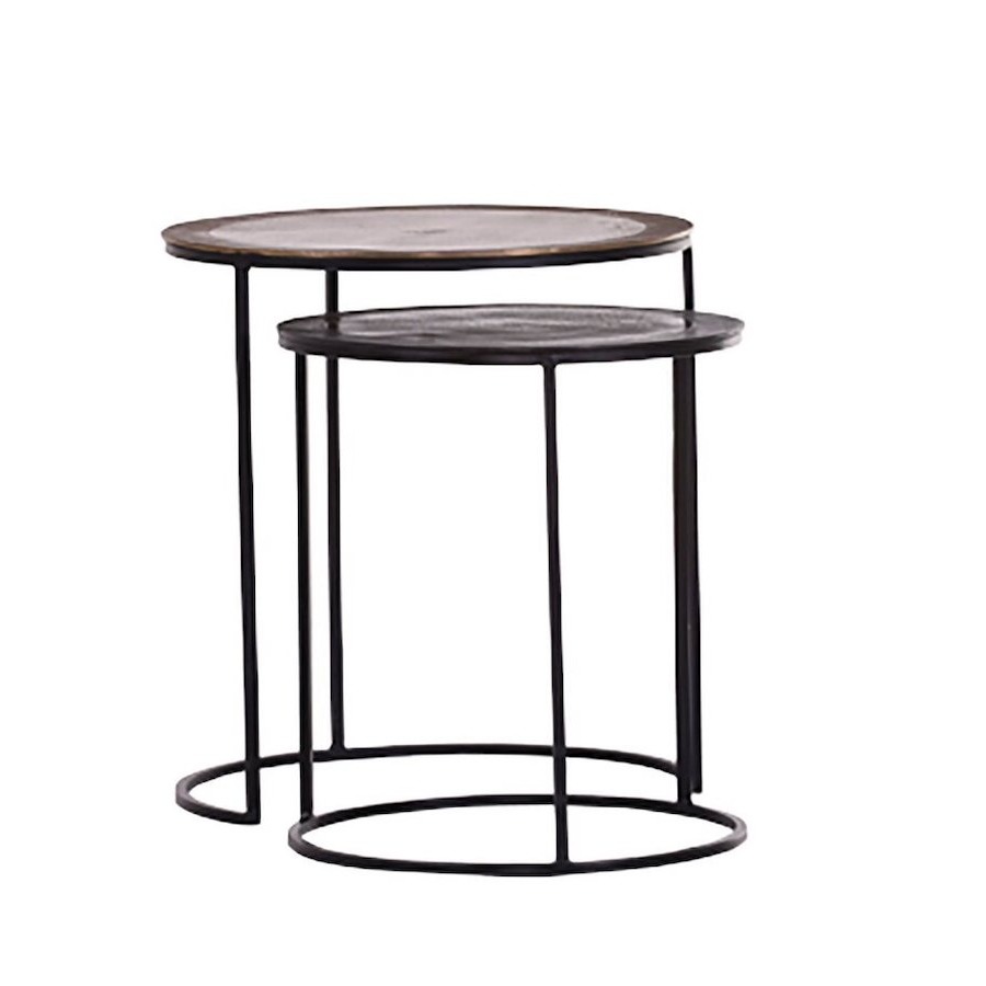 Beistelltisch-Set Romeo & Julia - D. 49 cm, Metall, Schwarz von Comfort Republic