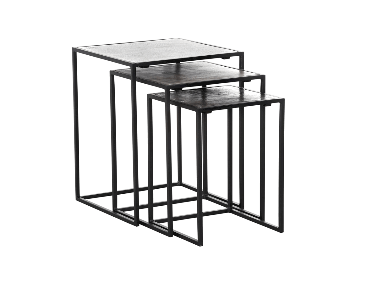 Beistelltisch-3-er Set Coffe - LBH ca. 41x41x52 cm, Metall, Schwarz von Comfort Republic