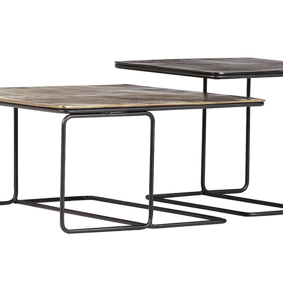 Beistelltisch-Set Luka & Linn - LBH ca. 70x70x34 cm, Metall, Schwarz von Comfort Republic