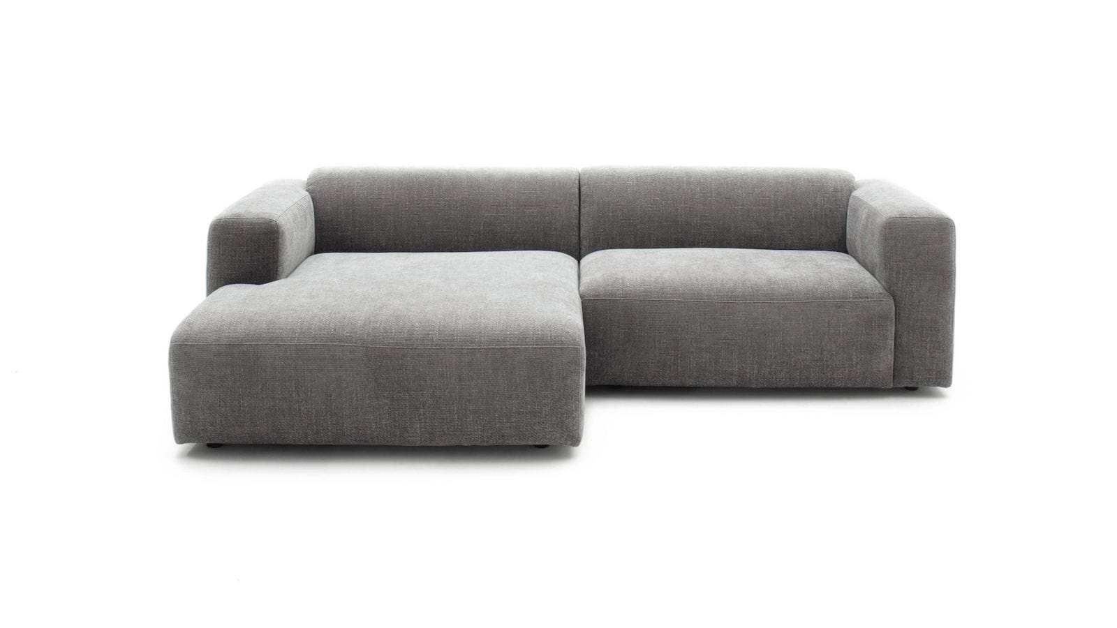 Ecksofa Laja - Longchair links mit 1-Sitzer, Stoff, Steingrau