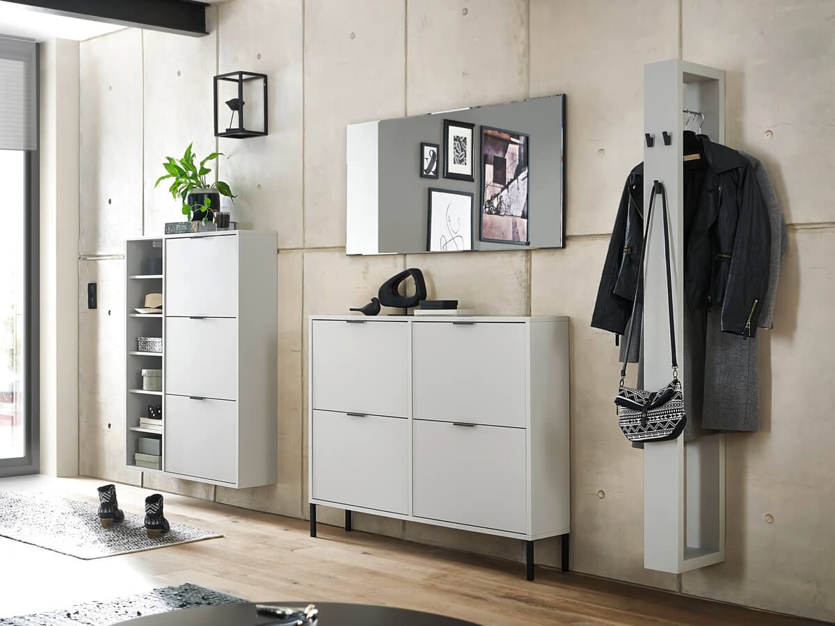 hellgraue edle Garderobe, moderne hellgraue Garderobe, Viva Garderobe Milana