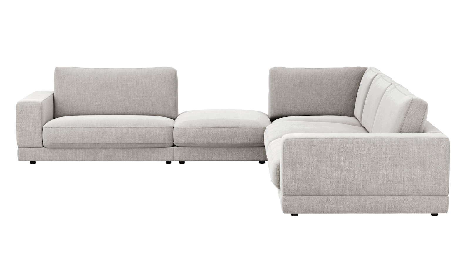 Ecksofa Juni - Ecke links mit 3-Sitzer, Stoff, Hellgrau
