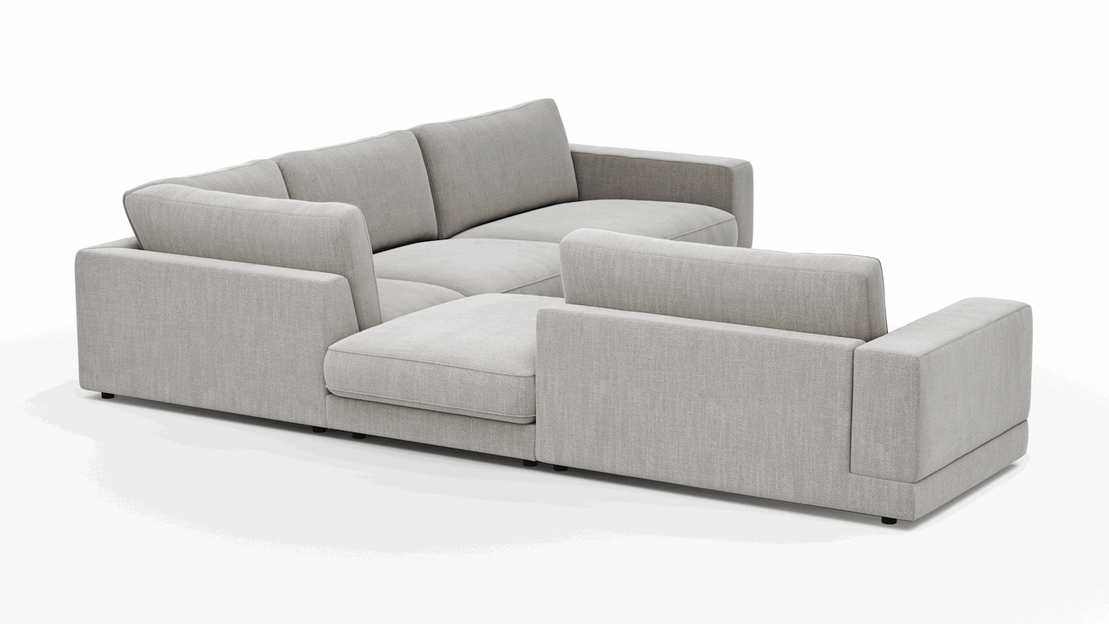 Ecksofa Juni - Ecke links mit 3-Sitzer, Stoff, Hellgrau