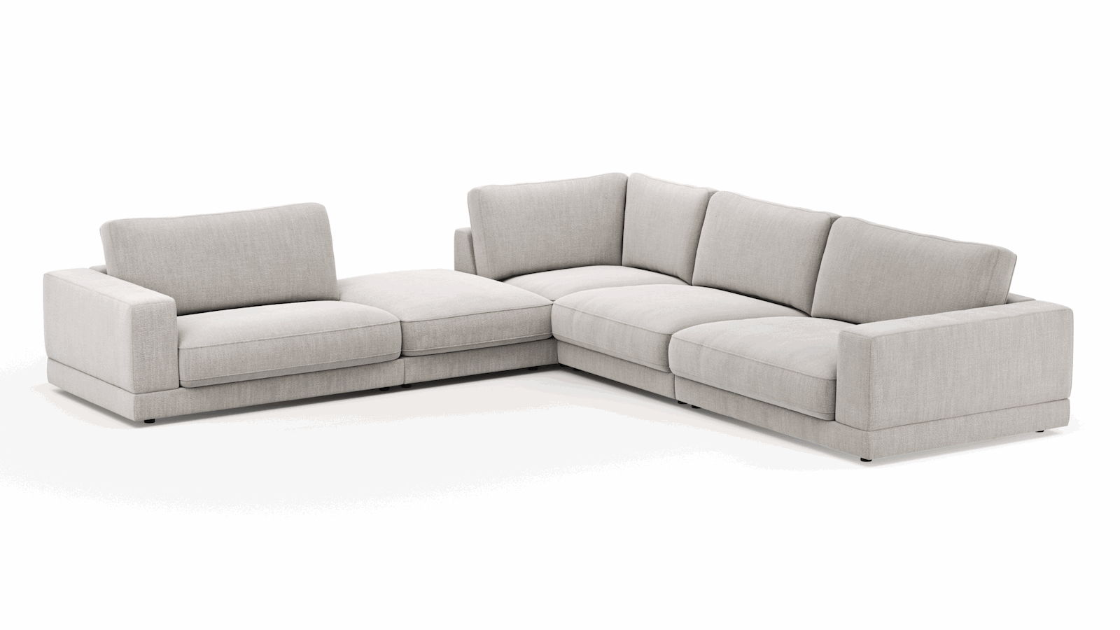 Ecksofa Juni - Ecke links mit 3-Sitzer, Stoff, Hellgrau