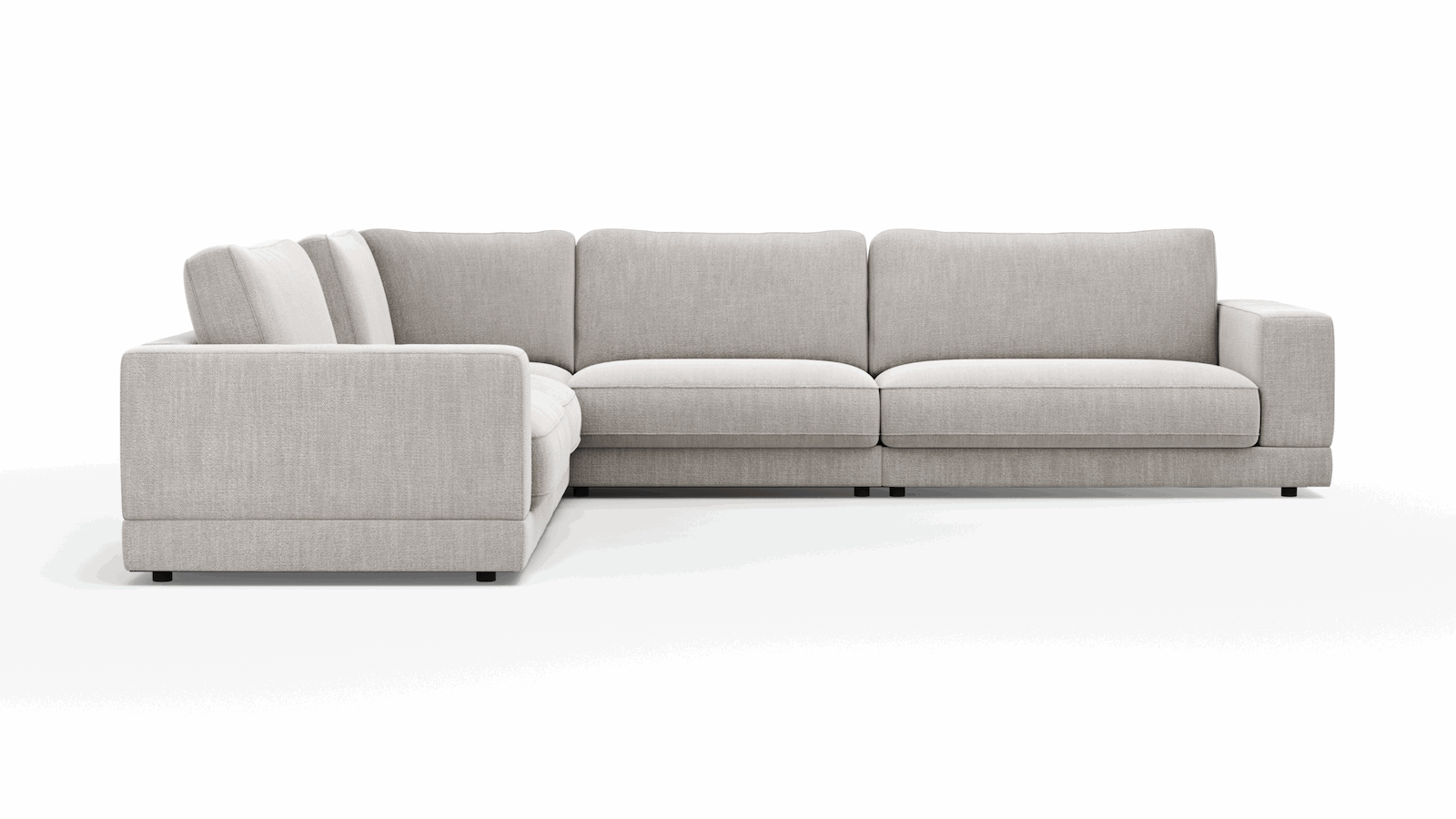 Ecksofa Juni - Ecke links mit 3-Sitzer, Stoff, Hellgrau