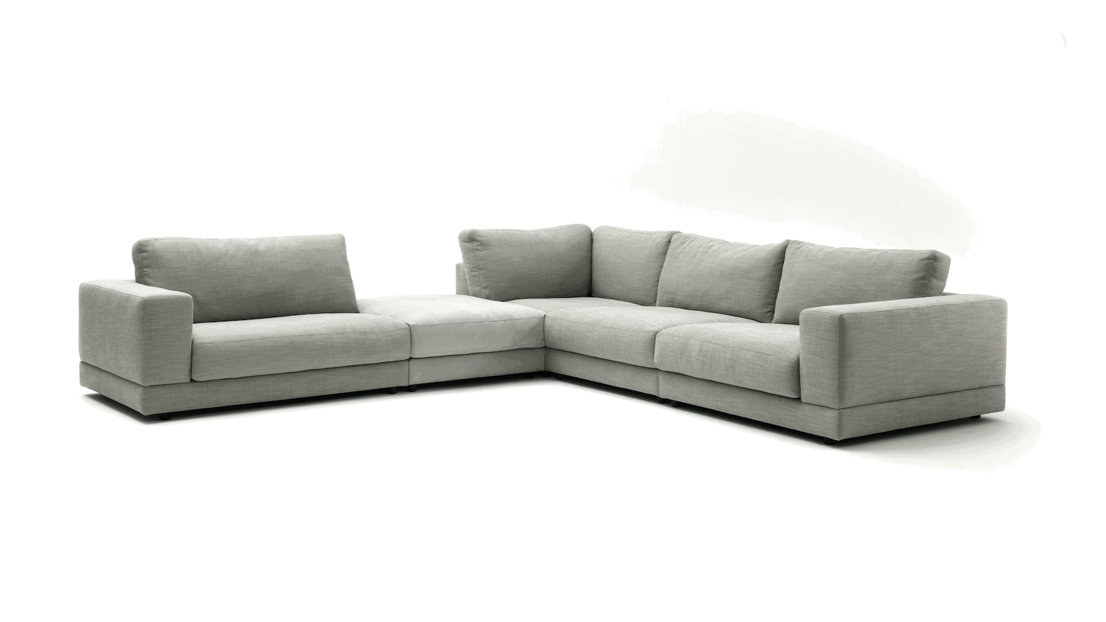 Ecksofa Juni - Ecke links mit 3-Sitzer, Stoff, Hellgrau