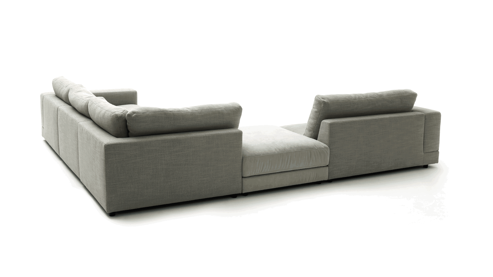 Ecksofa Juni - Ecke links mit 3-Sitzer, Stoff, Hellgrau