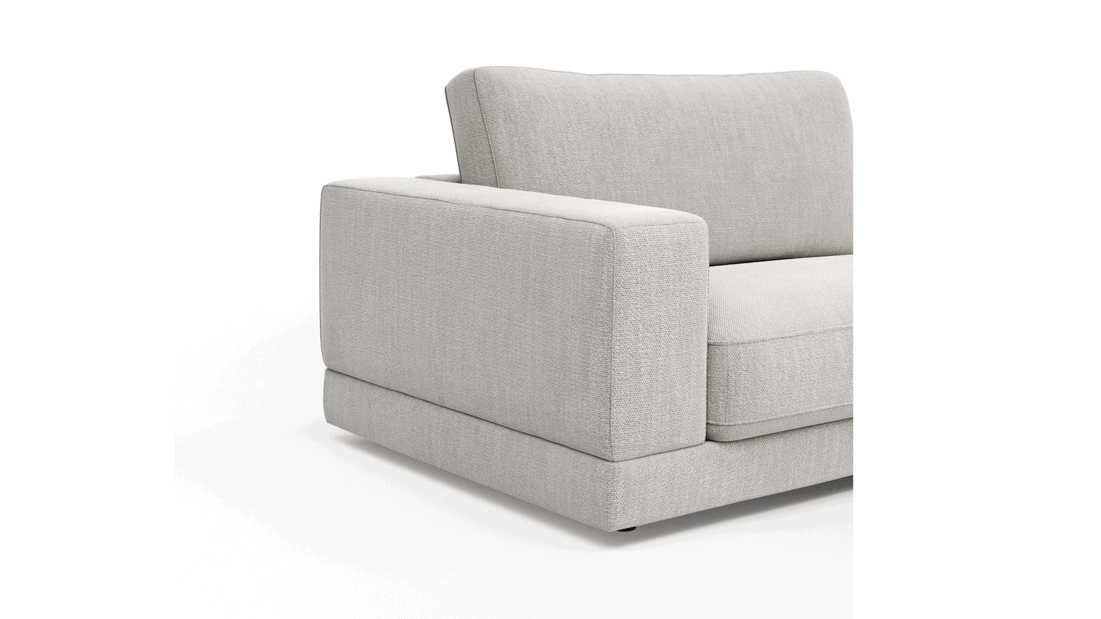 Ecksofa Juni - Ecke links mit 3-Sitzer, Stoff, Hellgrau
