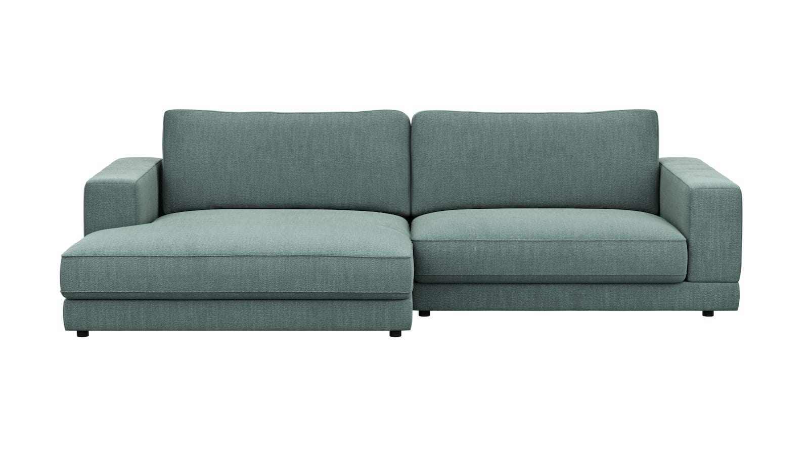 1,5 Sitzer Sofa Juni in Petrol Flachgewebe mit Longchair links oder rechts von Raum.Freunde