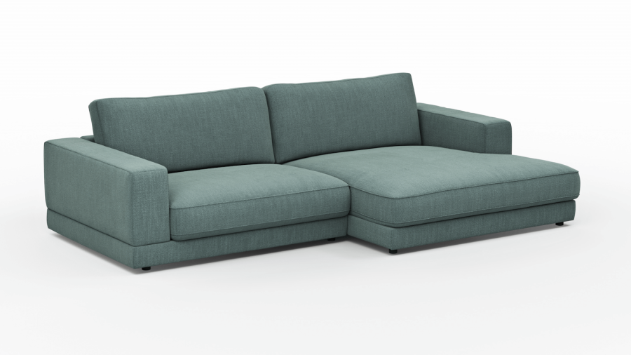 1,5-Sitzer Ecksofa Juni mit Longchair in Petrol von Raum.Freunde