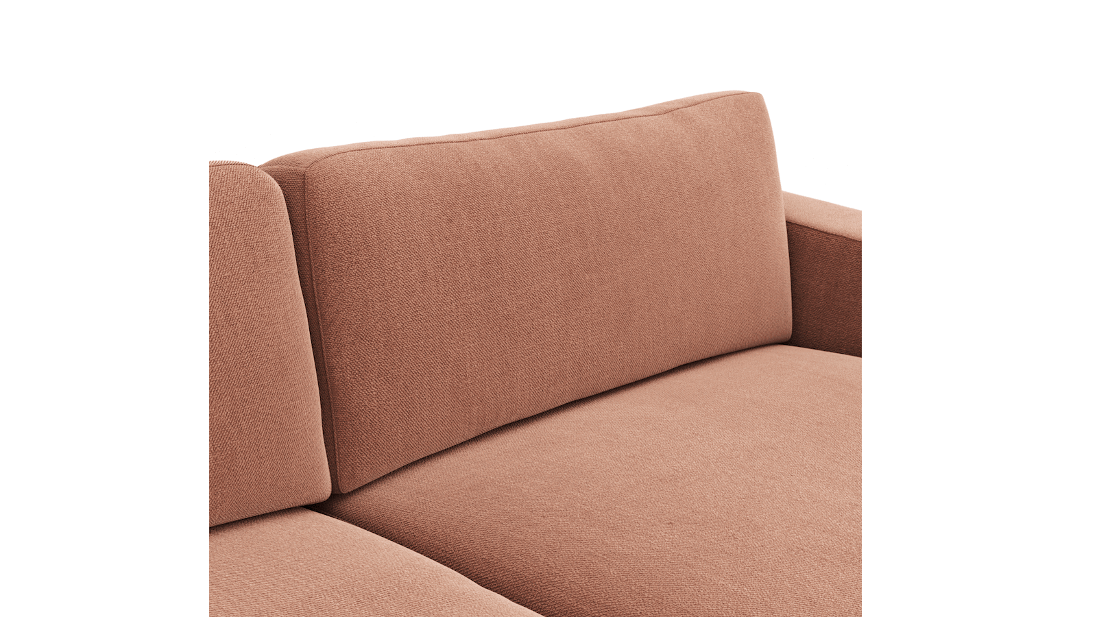 1,5 Sitzer Sofa Juni in Pfirsich Flachgewebe mit Longchair links oder rechts von Raum.Freunde