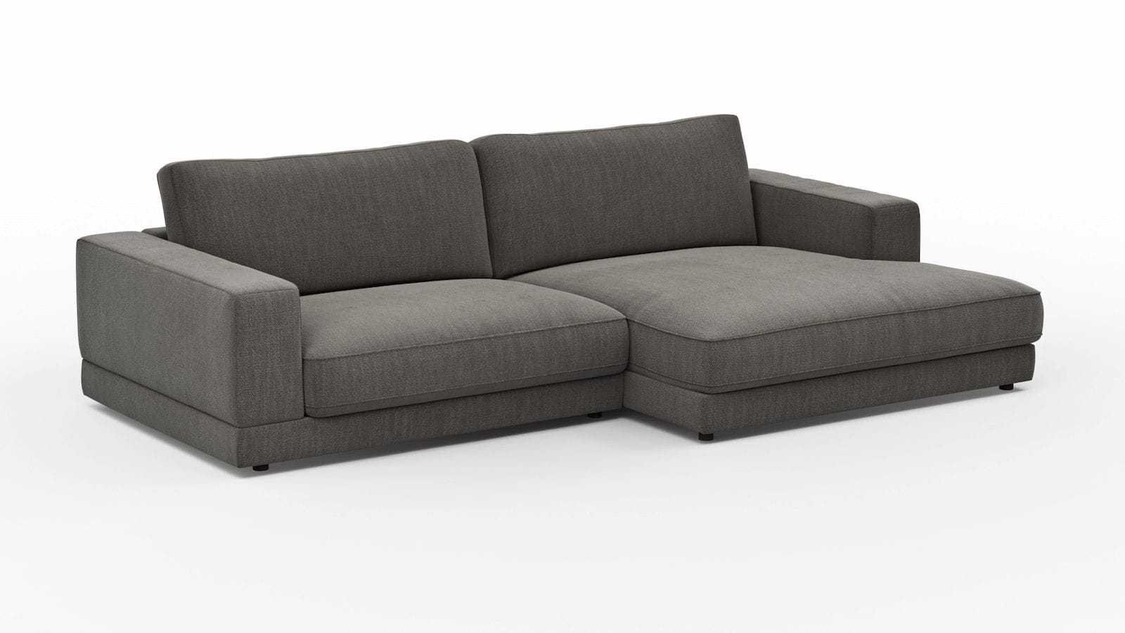 1,5 Sitzer Sofa Juni in Schwarz Flachgewebe mit Longchair links oder rechts von Raum.Freunde