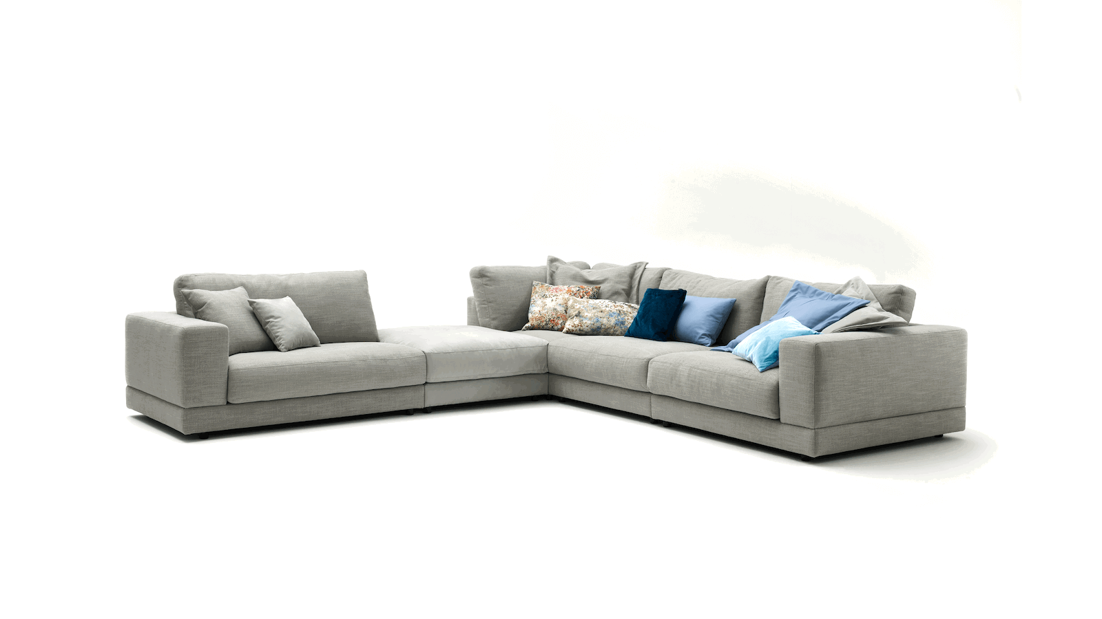 Ecksofa Juni - Ecke links mit 3-Sitzer, Stoff, Hellgrau von Raum.Freunde