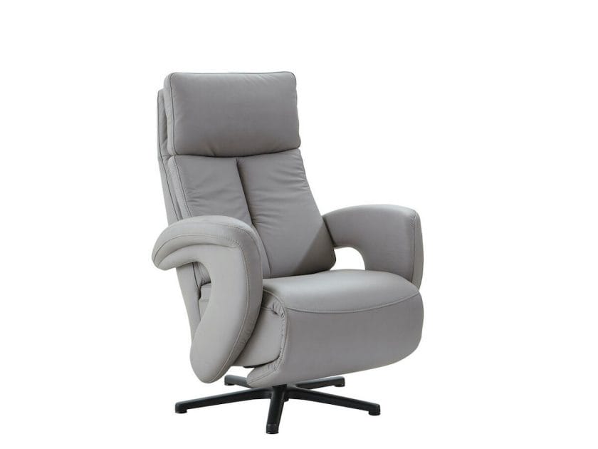 Relaxsessel Sitz.Konzept 4.0 - Größe M, Fußteil und Rückenlehne verstellbar (manuell), Leder, Grau von Global Comfort