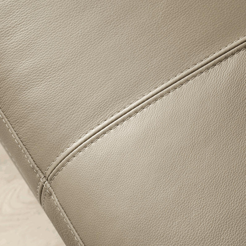 Sofa Helmi - 3-Sitzer, Leder, Cappuccino, Metallkufe von Raum.Freunde