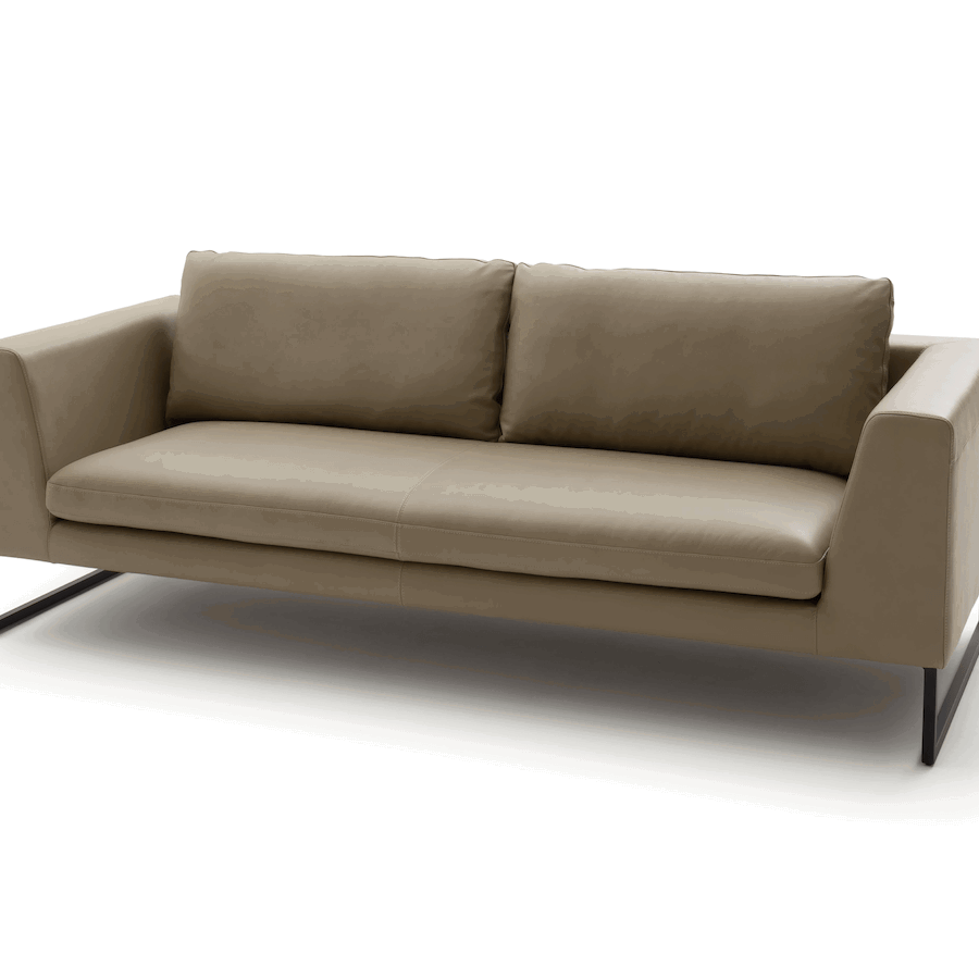 Sofa Helmi - 3-Sitzer, Leder, Cappuccino, Metallkufe von Raum.Freunde