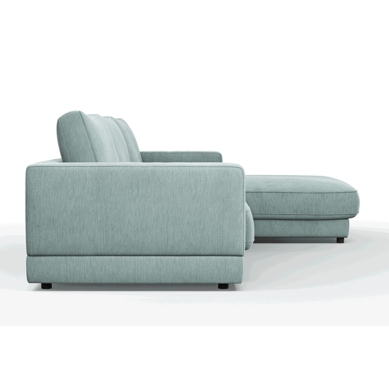 Ecksofa Juni - Longchair links oder rechts mit 2-Sitzer, Stoff, Hellblau