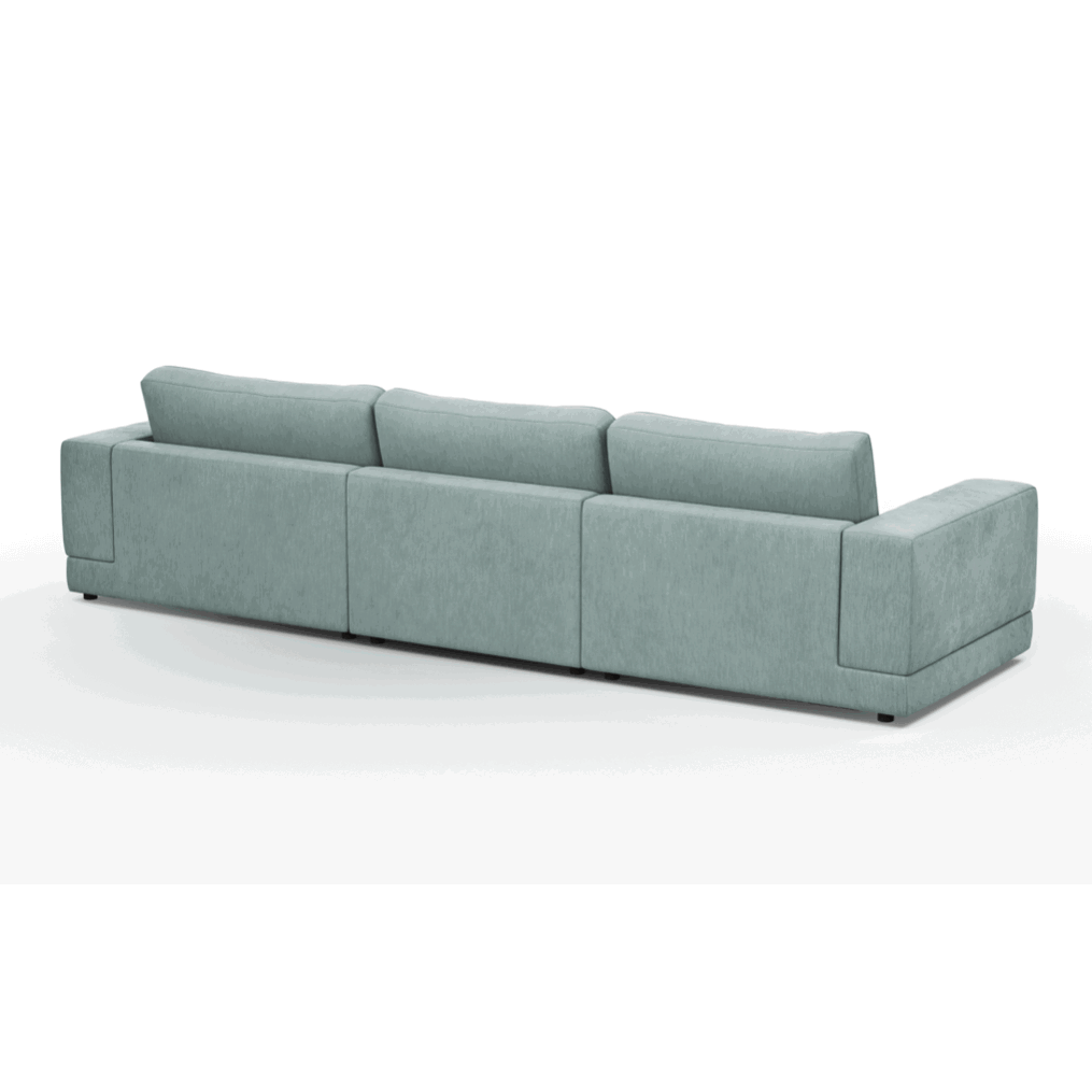 Ecksofa Juni - Longchair links oder rechts mit 2-Sitzer, Stoff, Hellblau