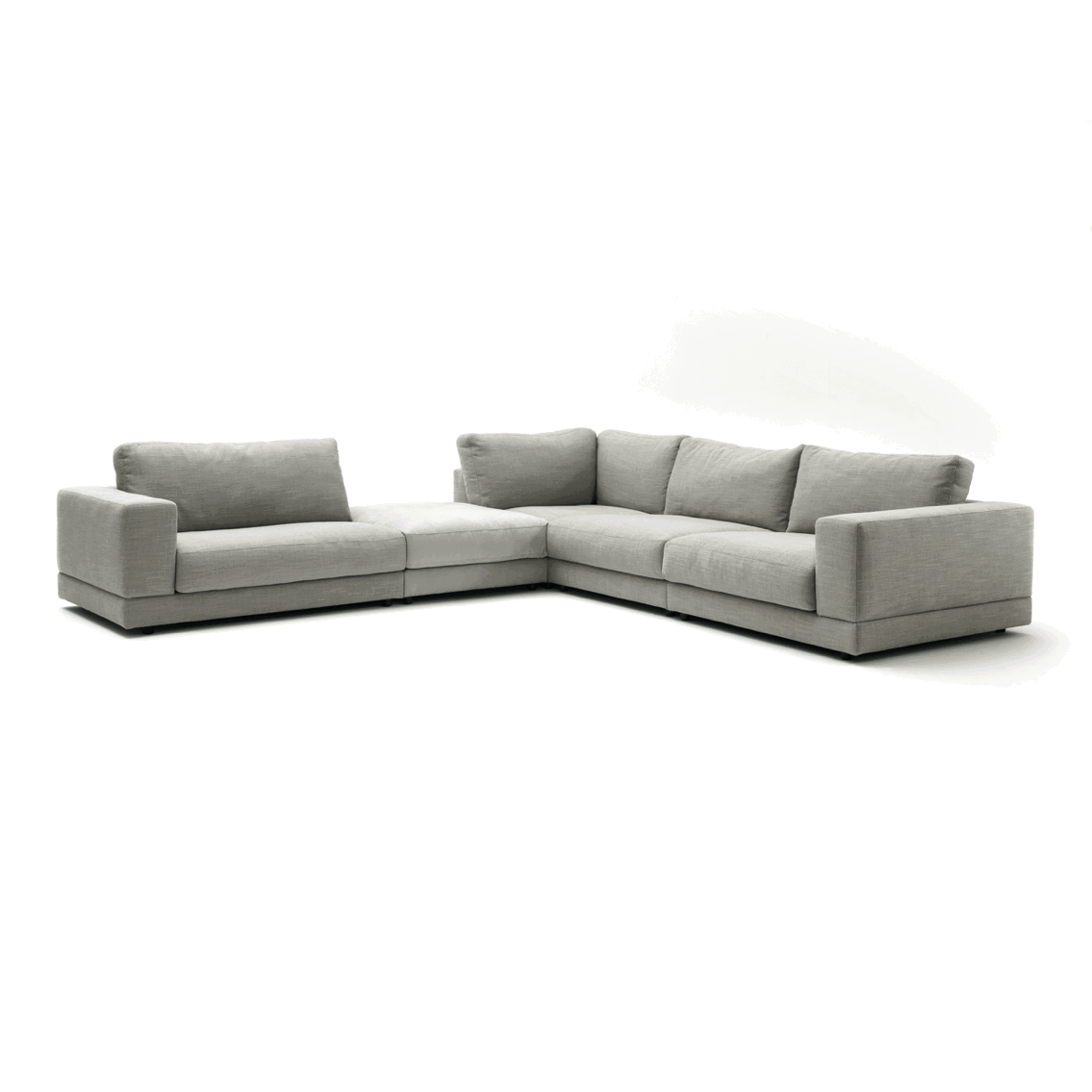 Ecksofa Juni - Ecke links mit 3-Sitzer, Stoff, Hellgrau von Raum.Freunde