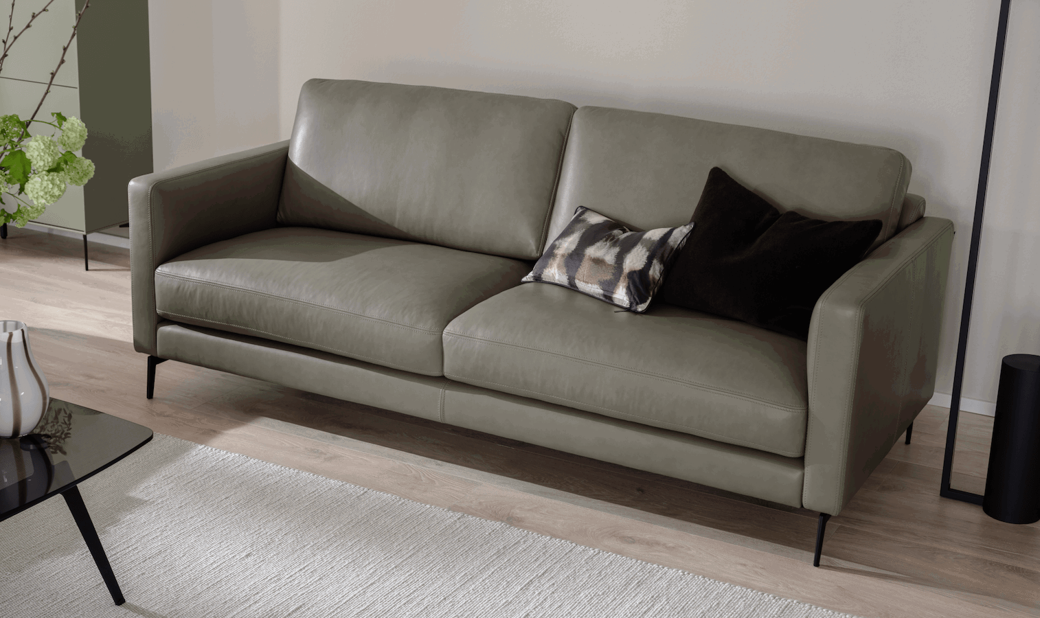 Sofa Cuneo - 2-Sitzer, Leder, Graubraun, Relaxfuntkion, motorisch von Contur einrichten