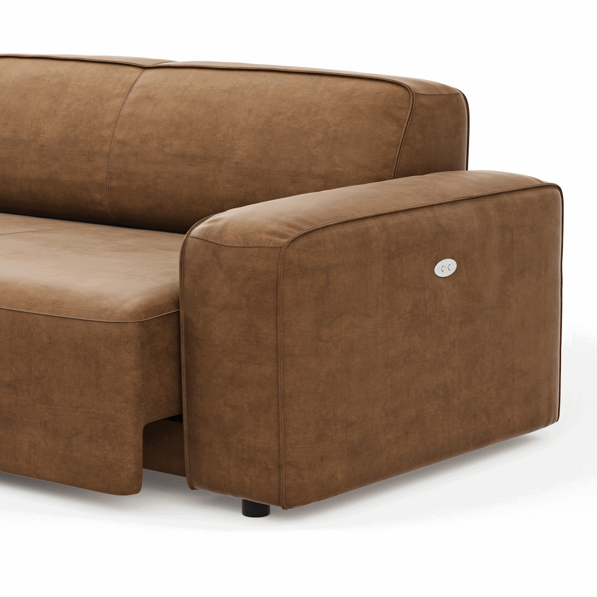 Ecksofa Denver - Longchair links mit 2,5-Sitzer inkl. Sitzvorzug (motorisch), Stoff, Braun von Natura Home