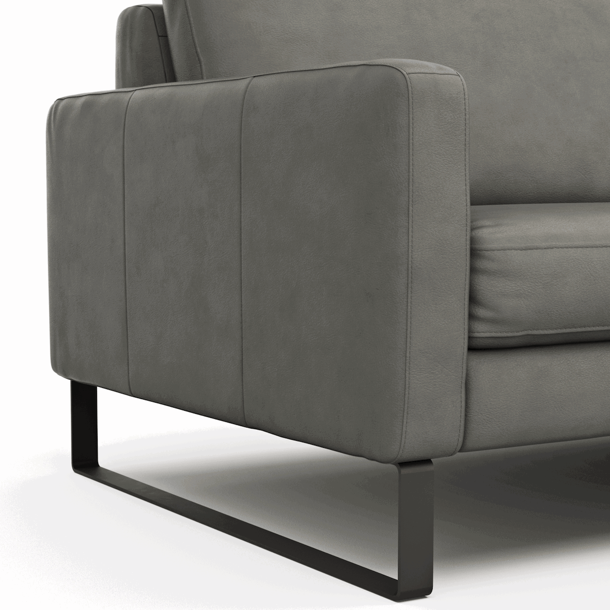 Sofa Enna - 3,5-Sitzer, Leder, Grau von Contur