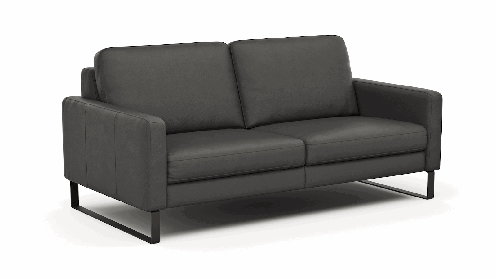 Sofa Enna - 3-Sitzer, Leder, Anthrazit von Contur
