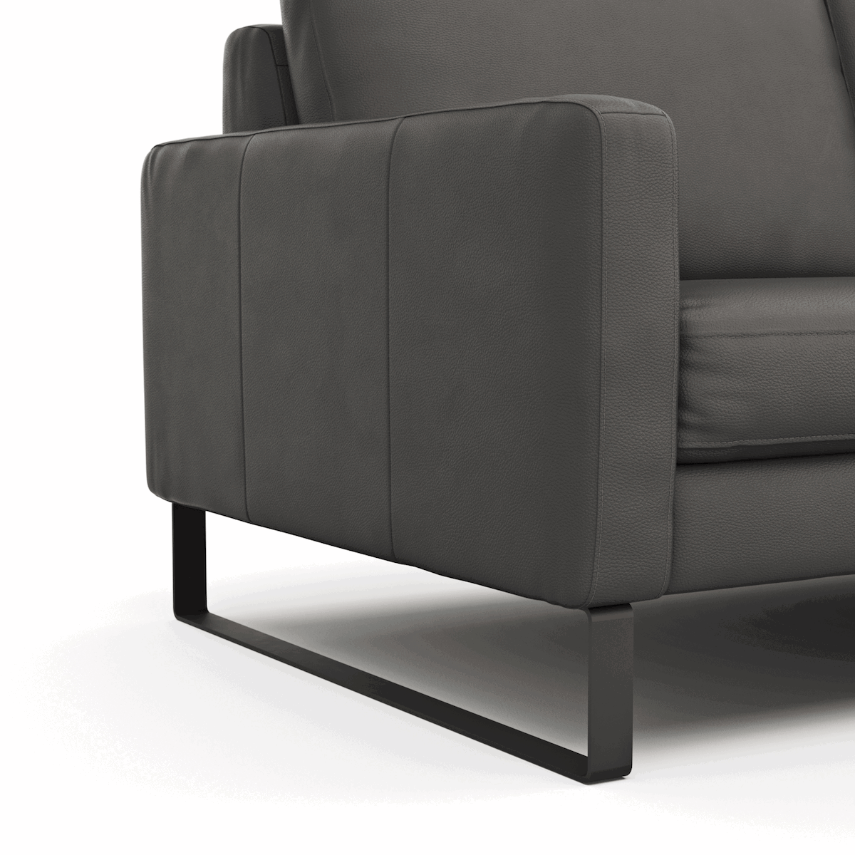 Sofa Enna - 3-Sitzer, Leder, Anthrazit von Contur
